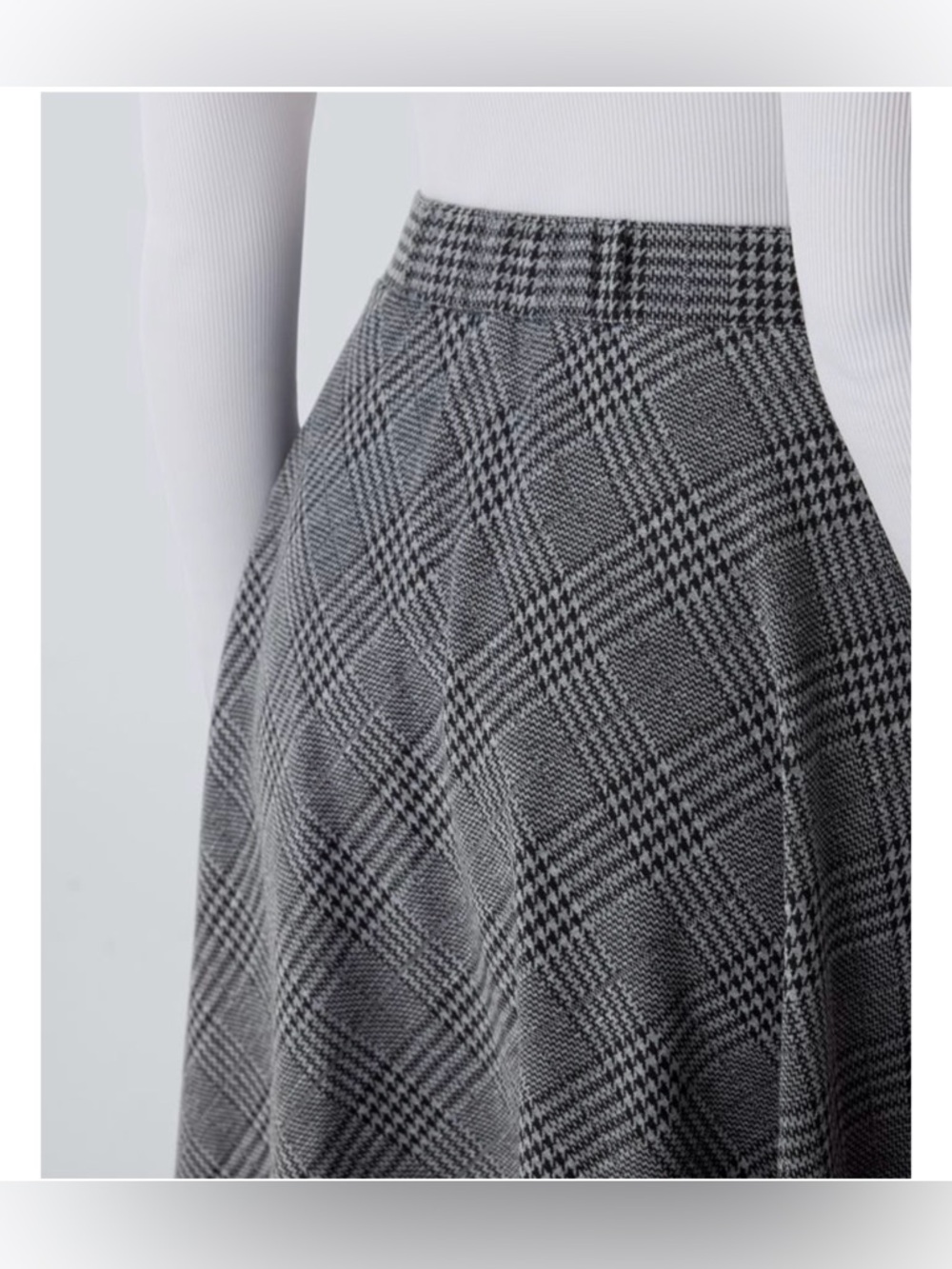 High Waisted Pocket Houndstooth
Plaid Flare Midi Casual Skirt - Picture 2 of 6